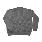 Crew Neck Cable Knit Sweater—Med Grey