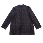 Windowpane Wool Car Coat—Navy Russet