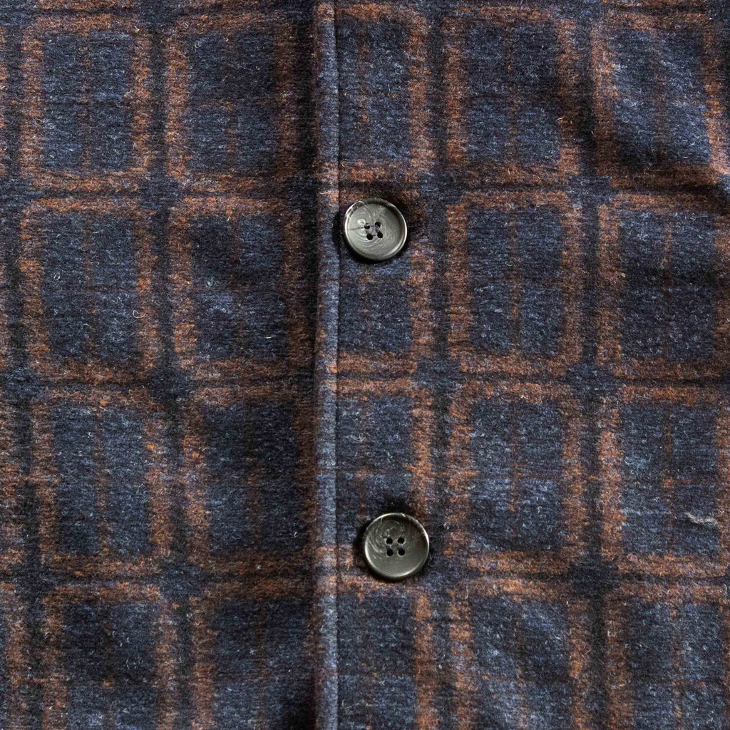 Windowpane Wool Car Coat—Navy Russet