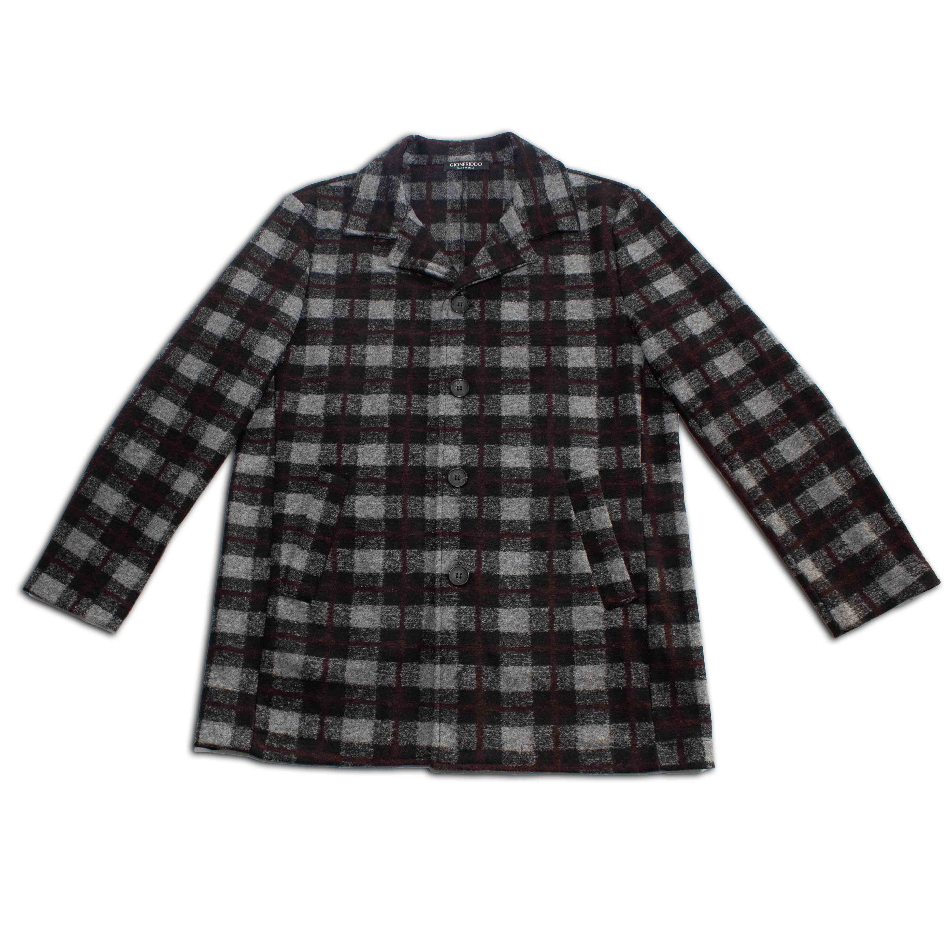 Check Wool Coat—Midnight