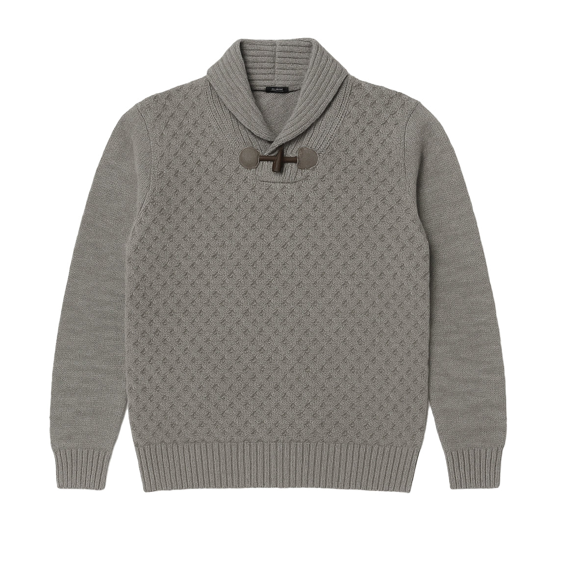 Shawl Collar Cable Knit Sweater—Med Grey