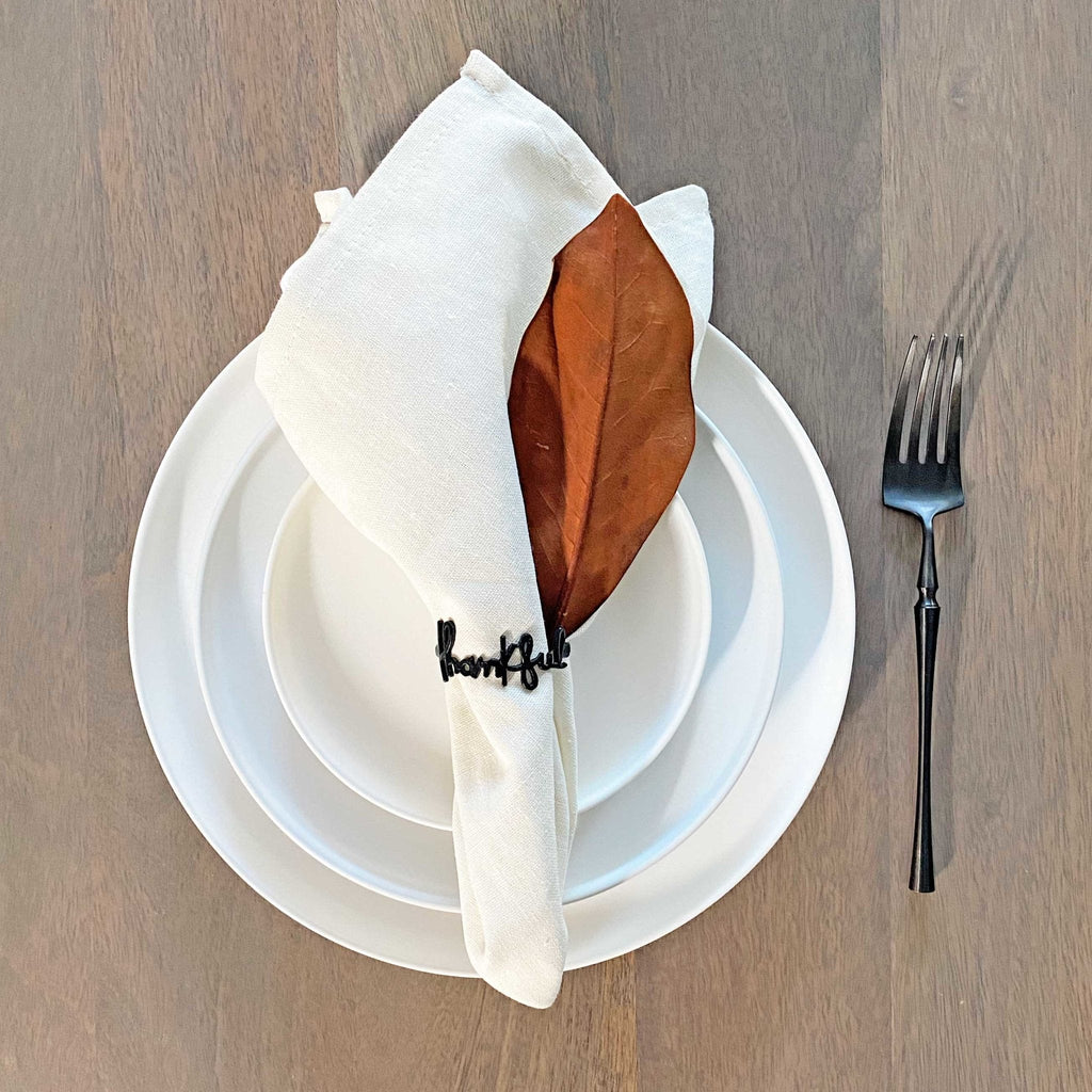 Black Thankful Napkin Ring